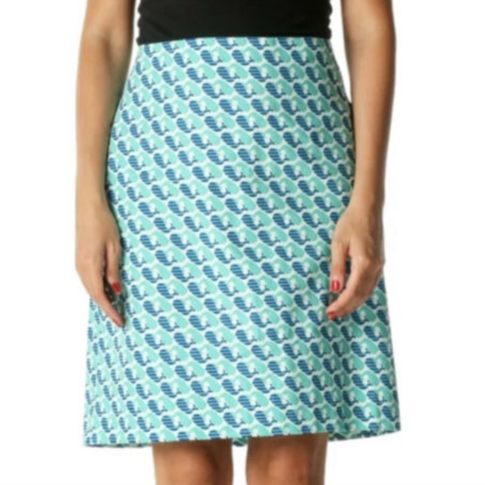 NWT Talbots Whale Blue & Green Stripes & Polka Dot Skirt Sz 2P